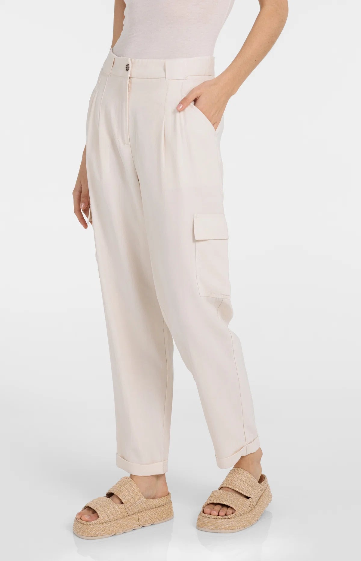 yaya-cargohose-gerades-bein-hose-beige-gr-e-38-hoher-bund image 1