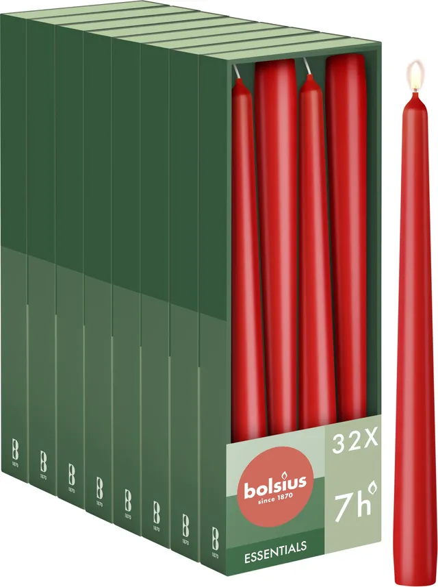 bolsius-essentials-spitzkerzen-rot-32-st-ck-24-5cm-7-stunden image 1