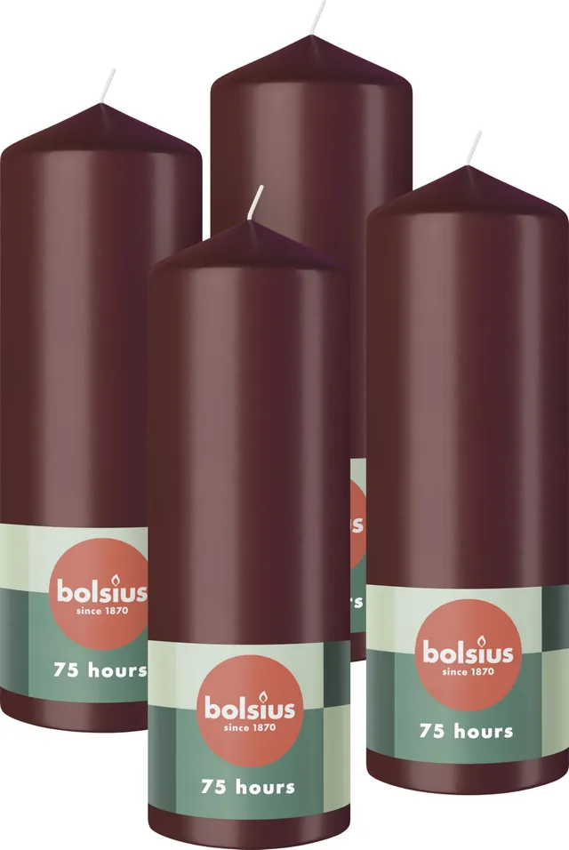bolsius-essentials-stumpenkerzen-bordeauxrot-20x7cm-4er image 1