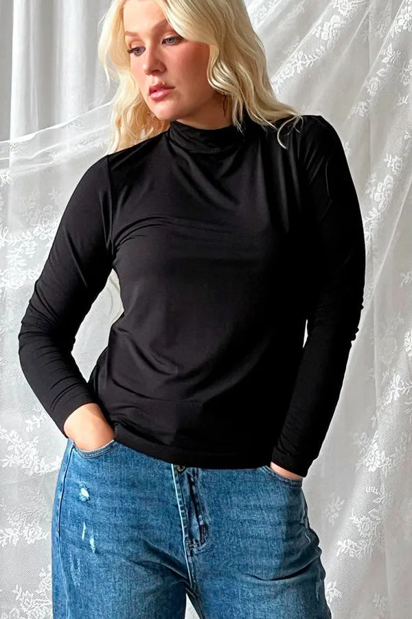 bypias-amber-bambus-shirt-damen-schwarz-stehkragen image 1