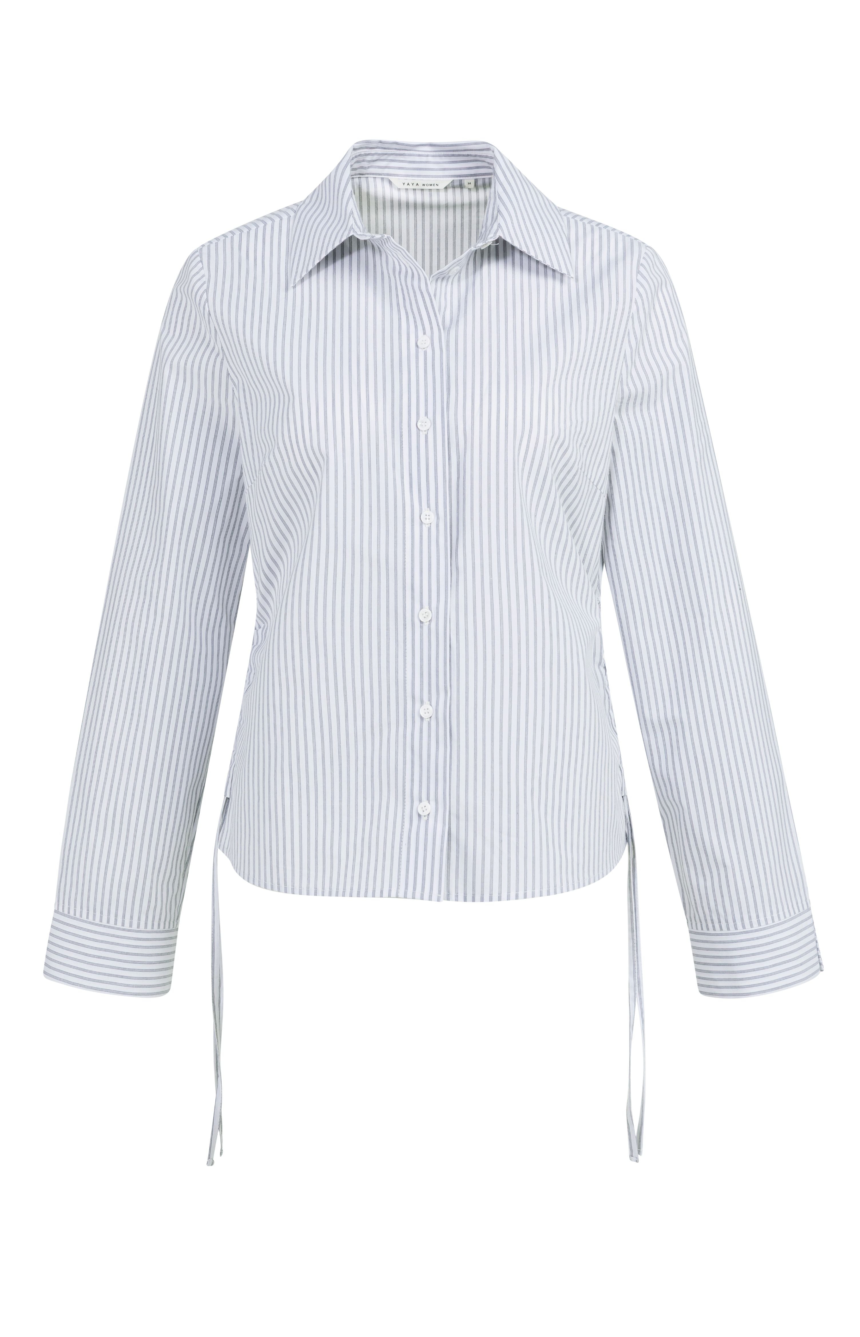 yaya-iron-grey-bluse-gestreift-blaugrau-mit-kordelzug image 6
