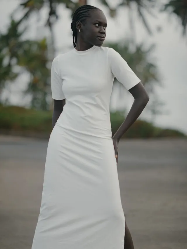 ein-st-ck-vom-gl-ck-elbow-sleeve-bambus-kleid-elfenbein-m image 1