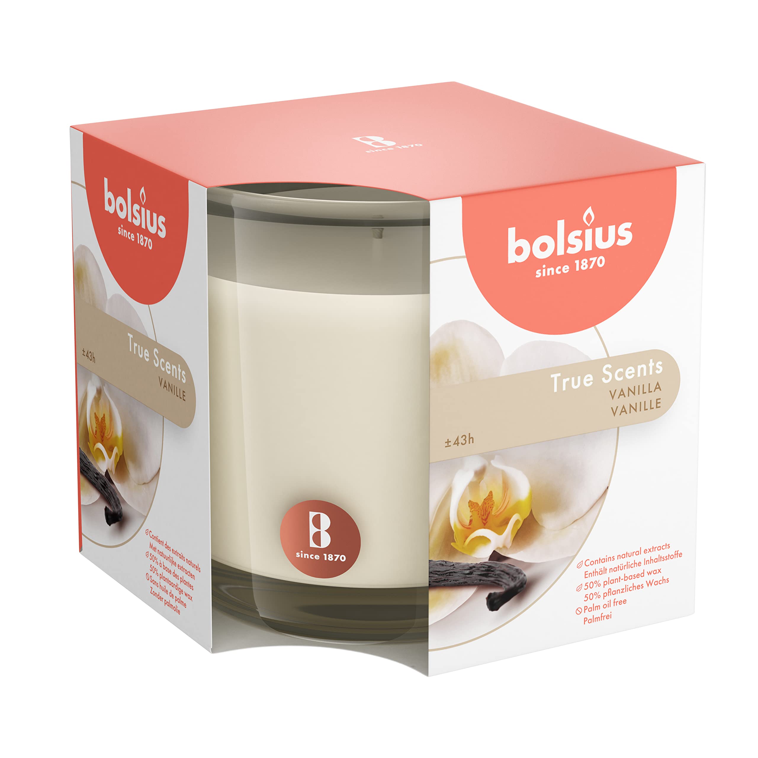 bolsius-true-scents-duftkerze-wei-vanille-43h-im-glas image 1