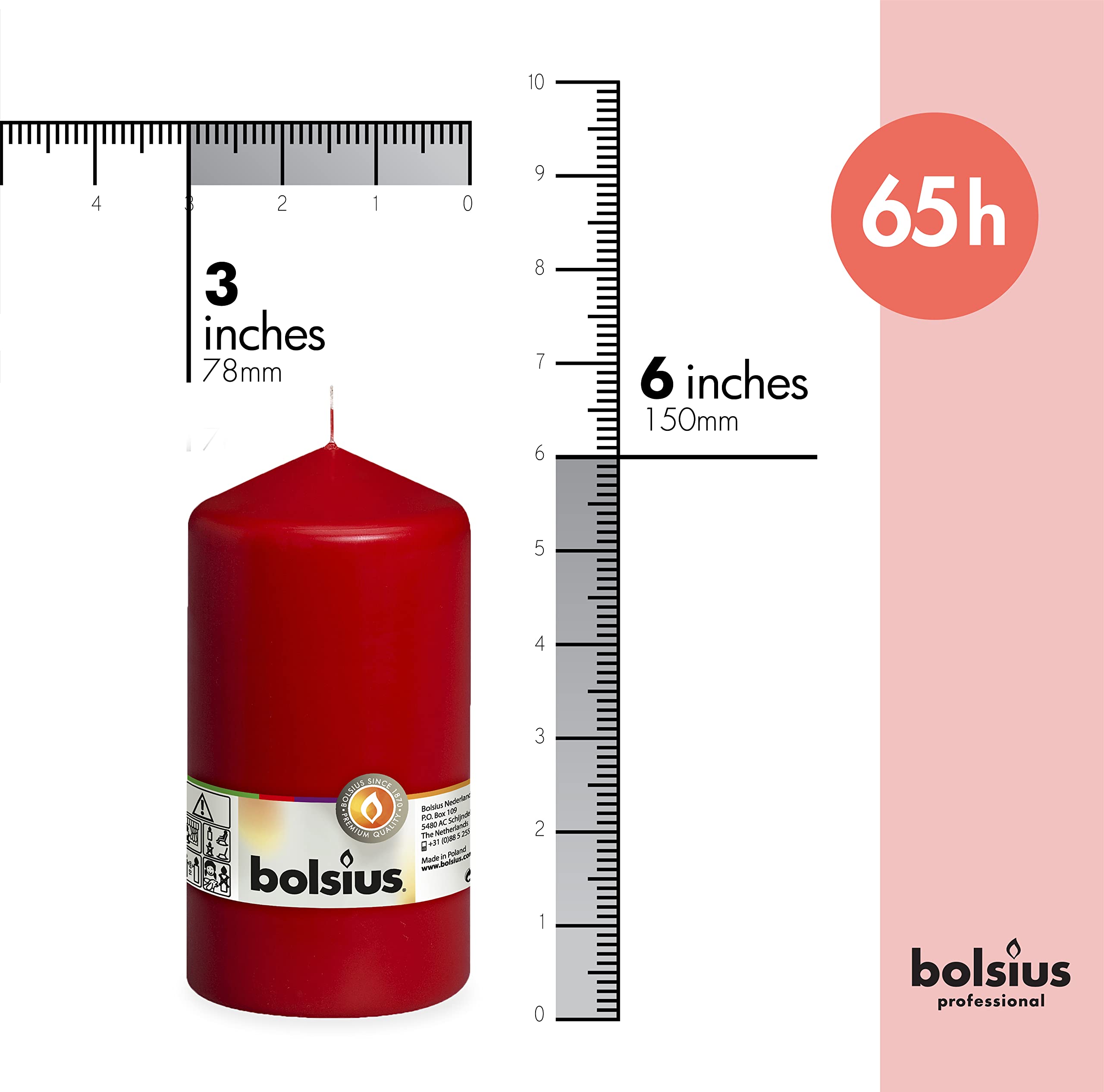 bolsius-essentials-stumpenkerze-rot-15x8cm-8-st-ck-65h image 2