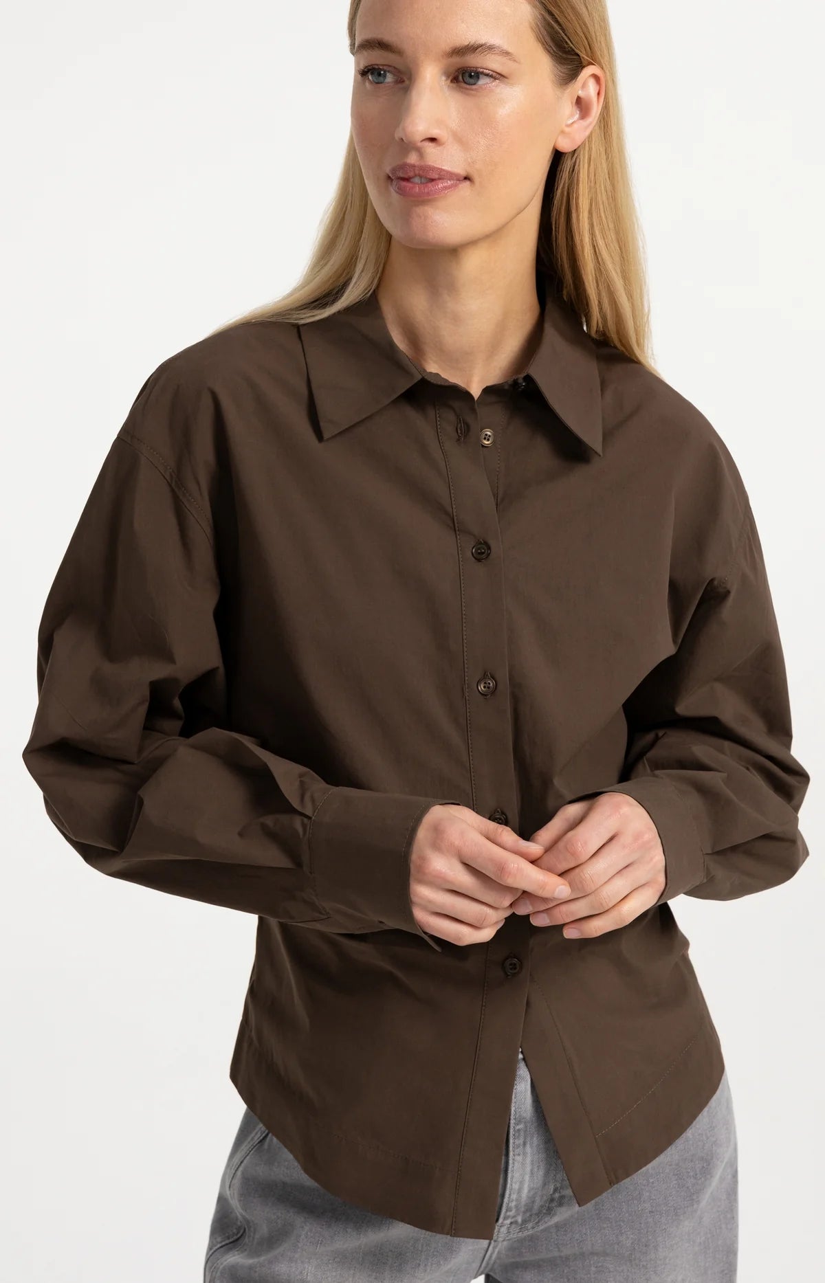 yaya-bluse-tailliert-braun-mit-raffungen-gr-e-36-40 image 3