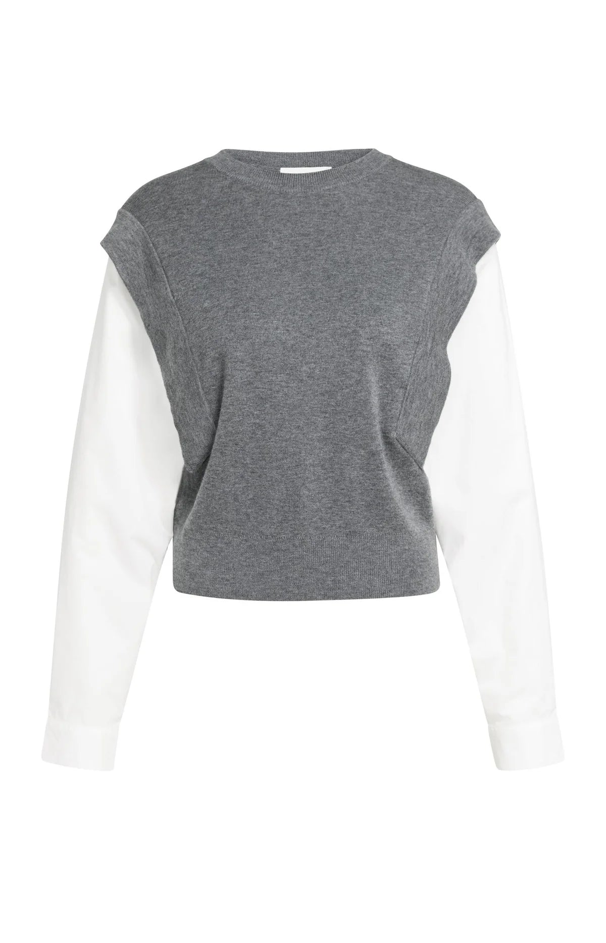 yaya-2-in-1-pullover-blusen-look-grau-melange-feinstrick image 5