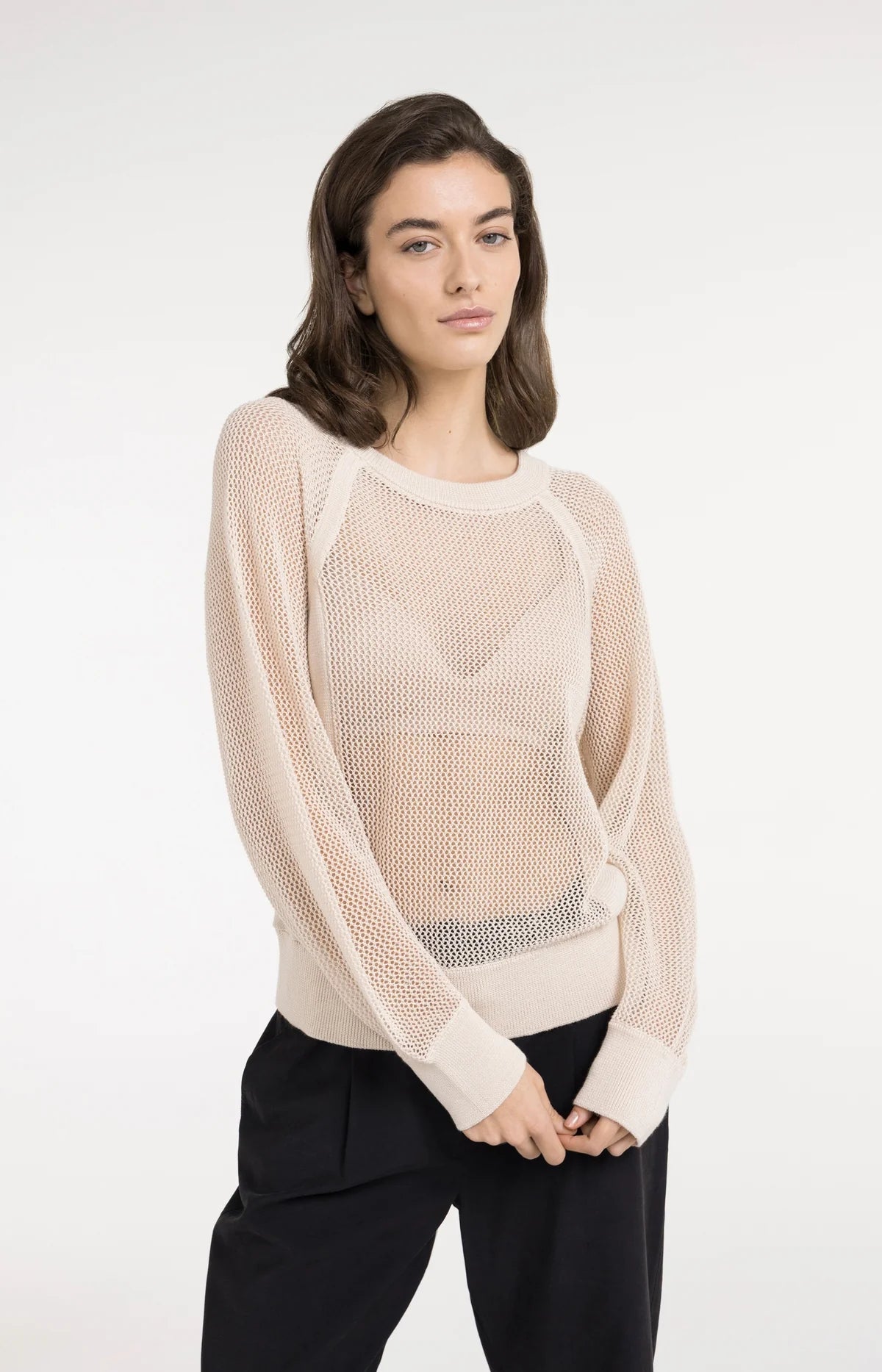 ein-st-ck-vom-gl-ck-yaya-strickpullover-netzoptik-beige image 1