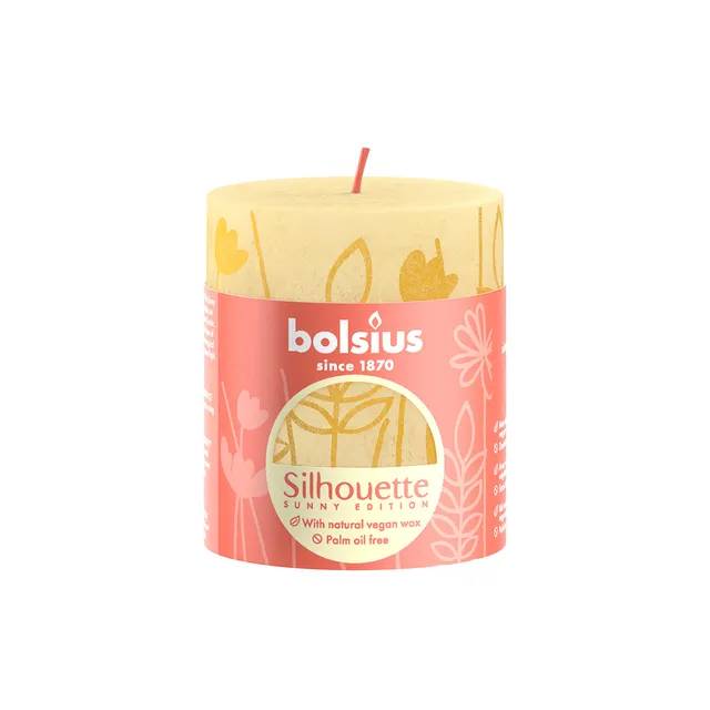 bolsius-rustik-stumpenkerze-silhouette-gelb-4er-8x7-veganes-wachs image 1