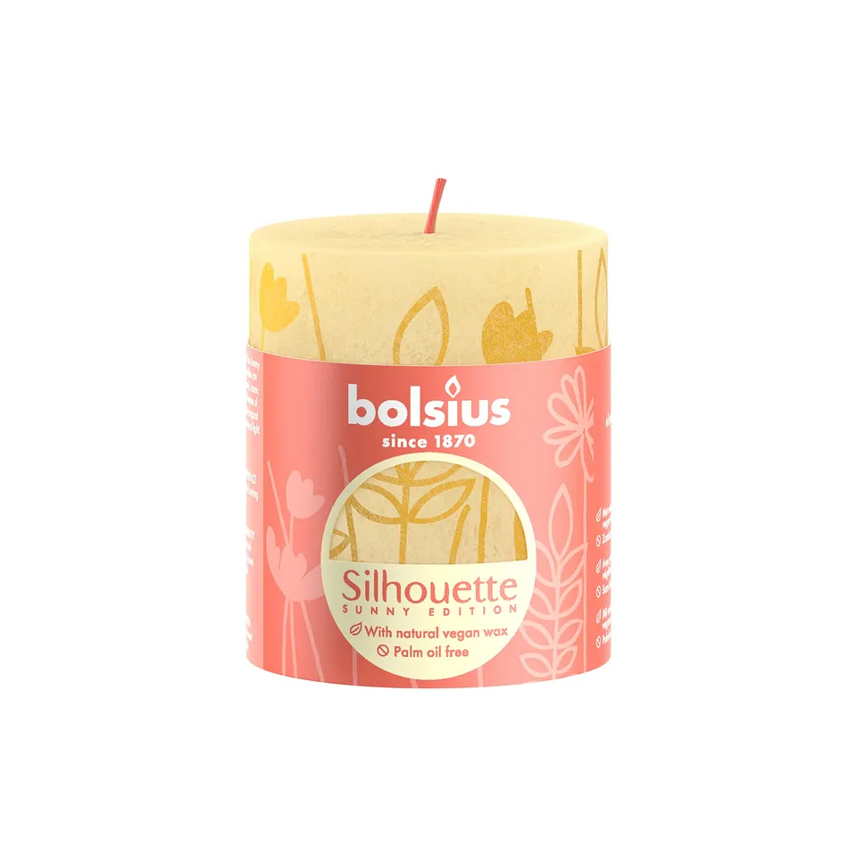bolsius-rustik-stumpenkerze-silhouette-gelb-4er-8x7-veganes-wachs image 1