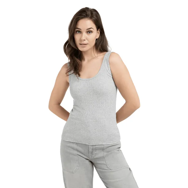 yaya-geripptes-top-rmellos-grau-melange-damen image 1