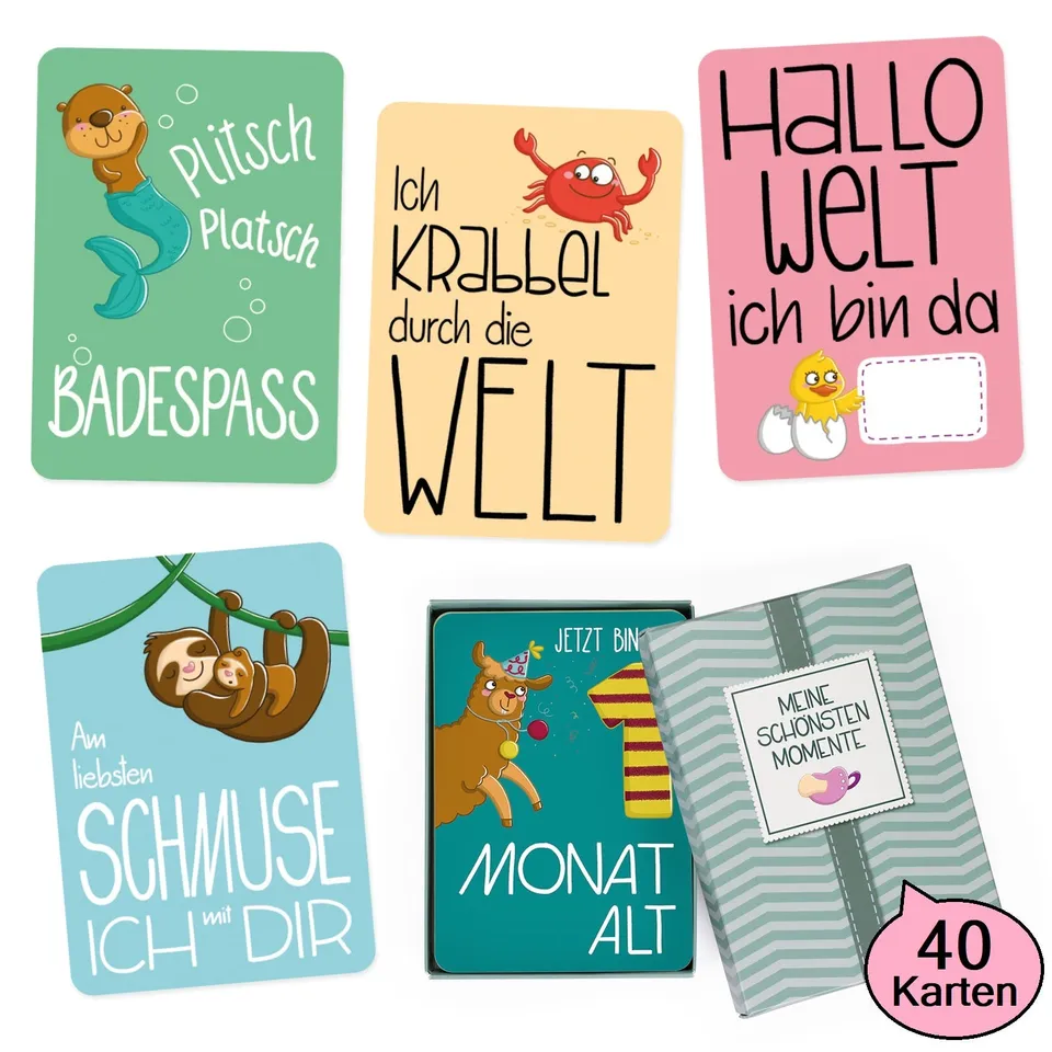 gl-ckswolke-meilensteinkarten-baby-m-dchen-fotokarten-40-karten-a6 image 1