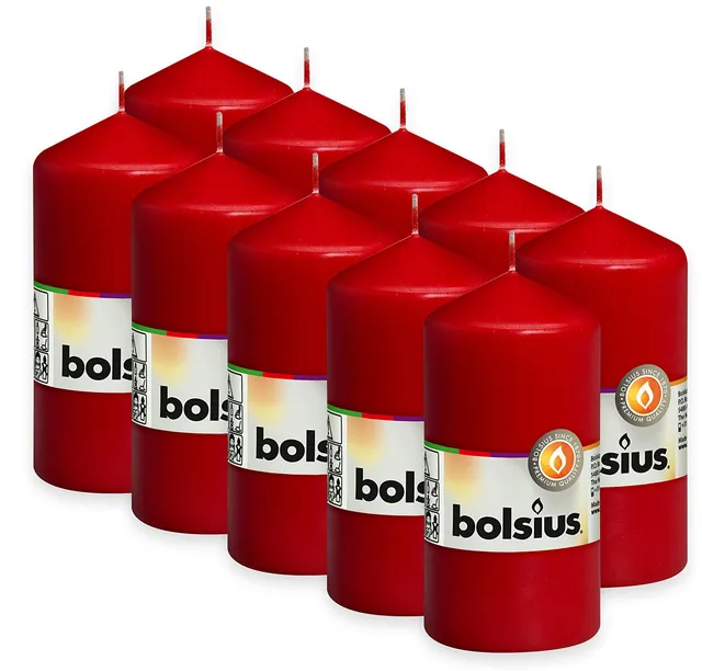 bolsius-essentials-stumpenkerzen-rot-10-st-ck-12x6-cm image 1