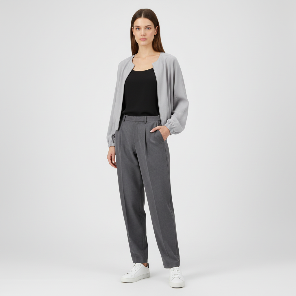 hailys-baggy-hose-grau-schmal-zulaufende-damenhose-elastisch image 1