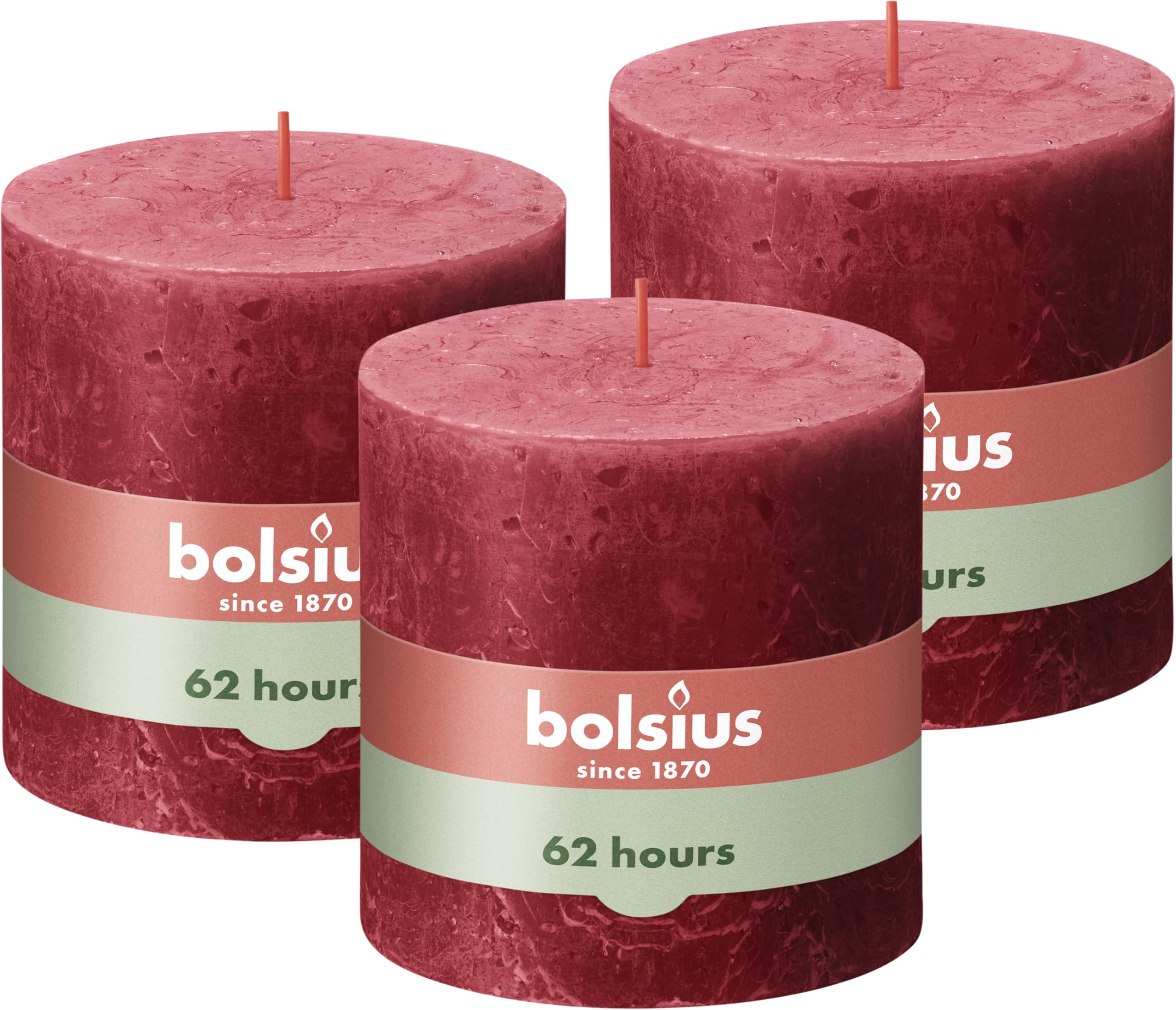 bolsius-rustik-stumpenkerze-xxl-rot-3-st-ck-10x10-cm image 1