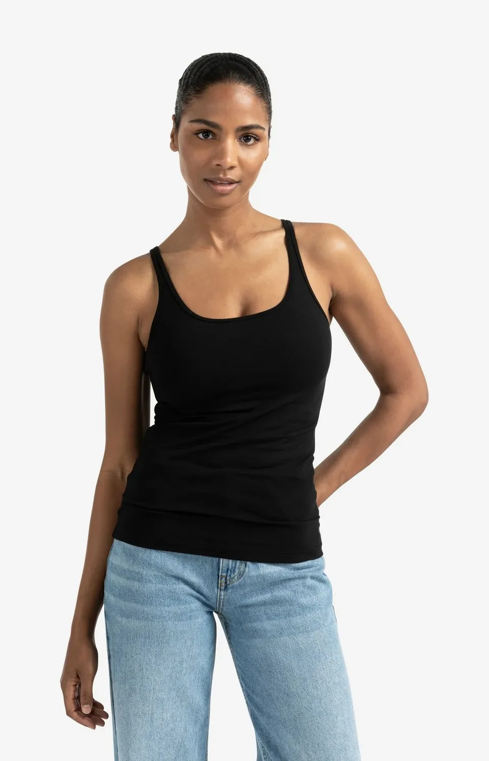 yaya-basic-baumwoll-tr-gertop-top-schwarz-baumwollstretch image 1