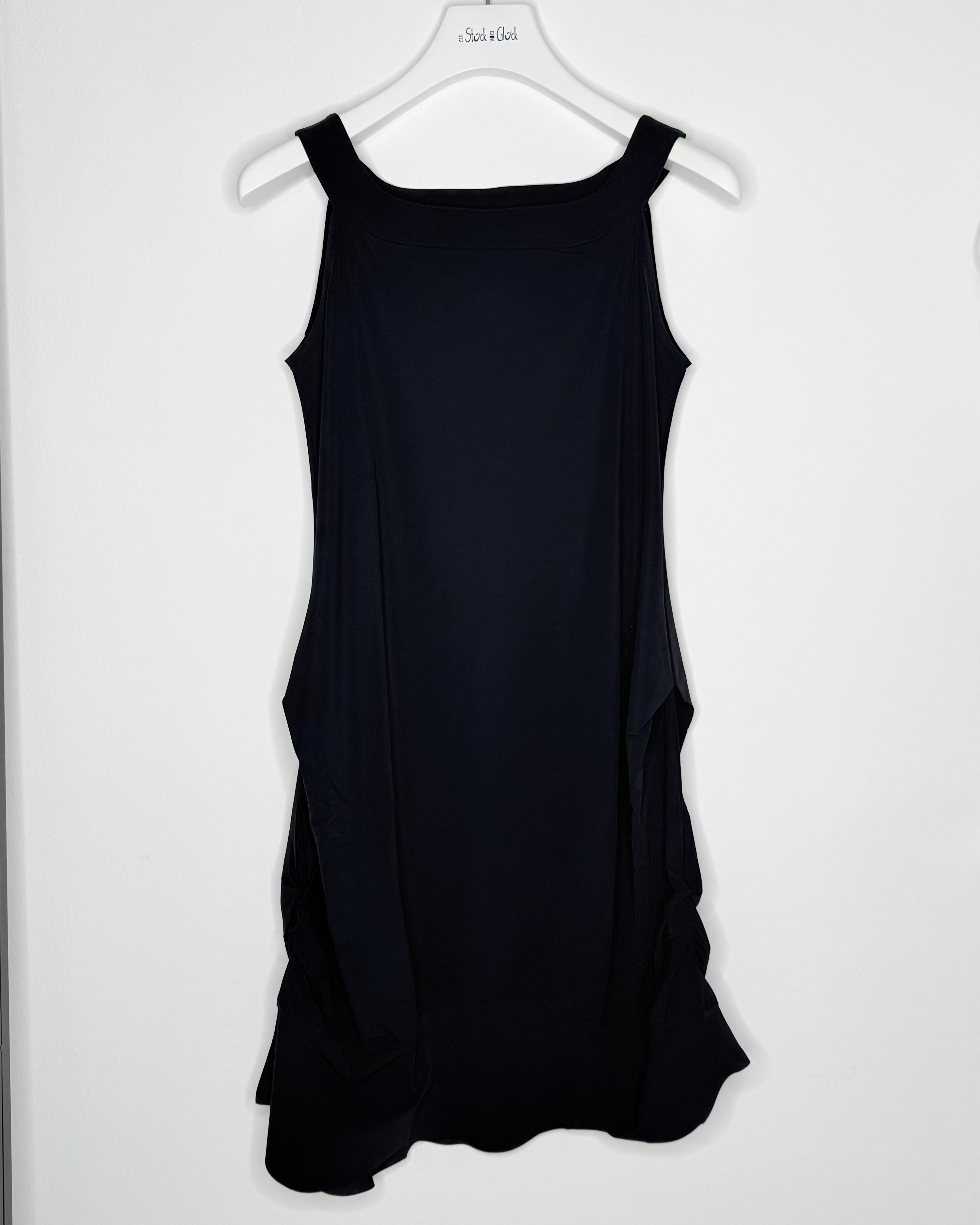 kalliope-midikleid-schwarz-raffung-elastisches-damenkleid image 1