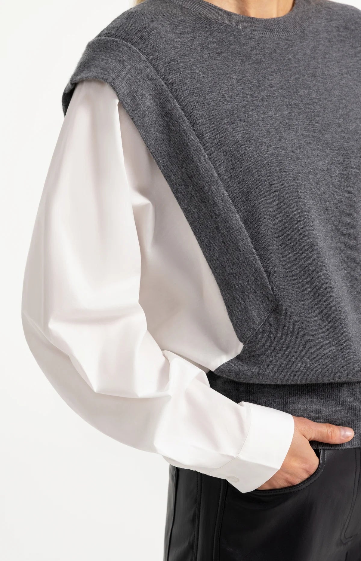 yaya-2-in-1-pullover-blusen-look-grau-melange-feinstrick image 4