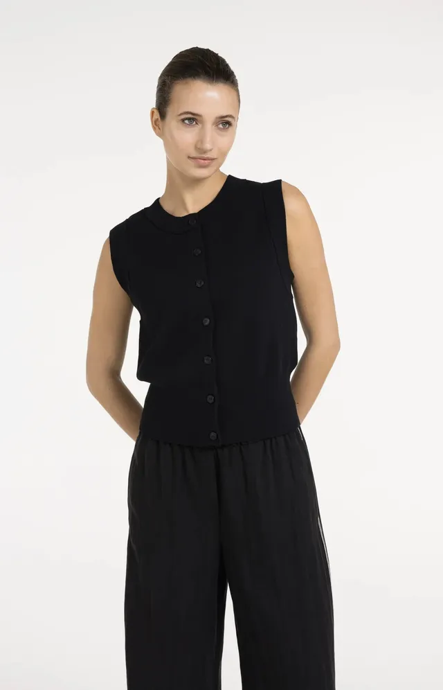 yaya-feinstrickweste-mit-knopfleiste-strickweste-schwarz-s image 1