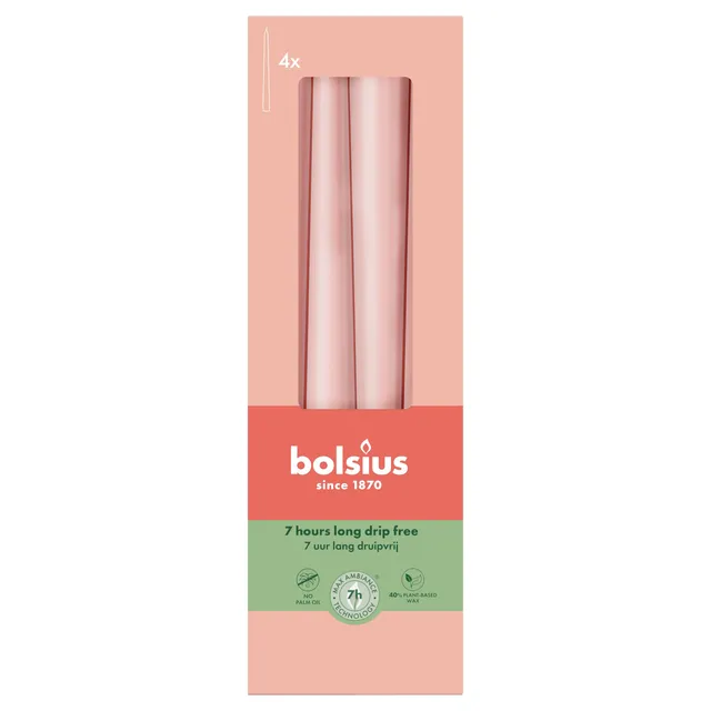 bolsius-essentials-spitzkerzen-misty-pink-24-5cm-4-st-ck-7h image 1
