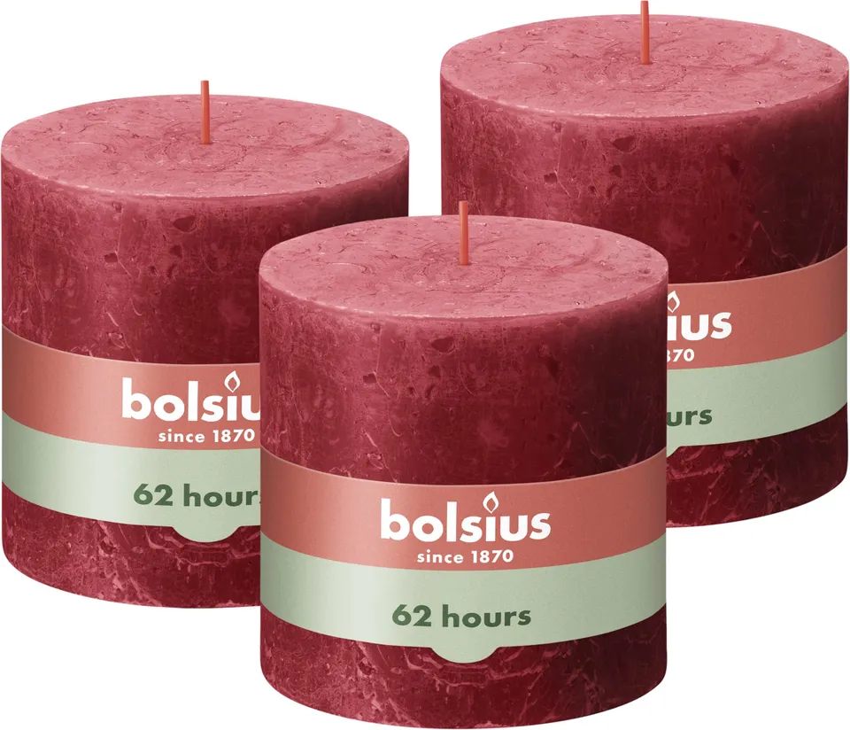 bolsius-rustik-stumpenkerze-xxl-rot-3-st-ck-10x10-cm image 1