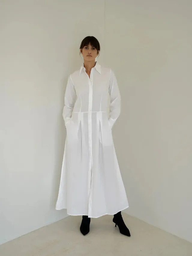 luciee-callista-blusenkleid-maxikleid-wei-bio-baumwolle image 1