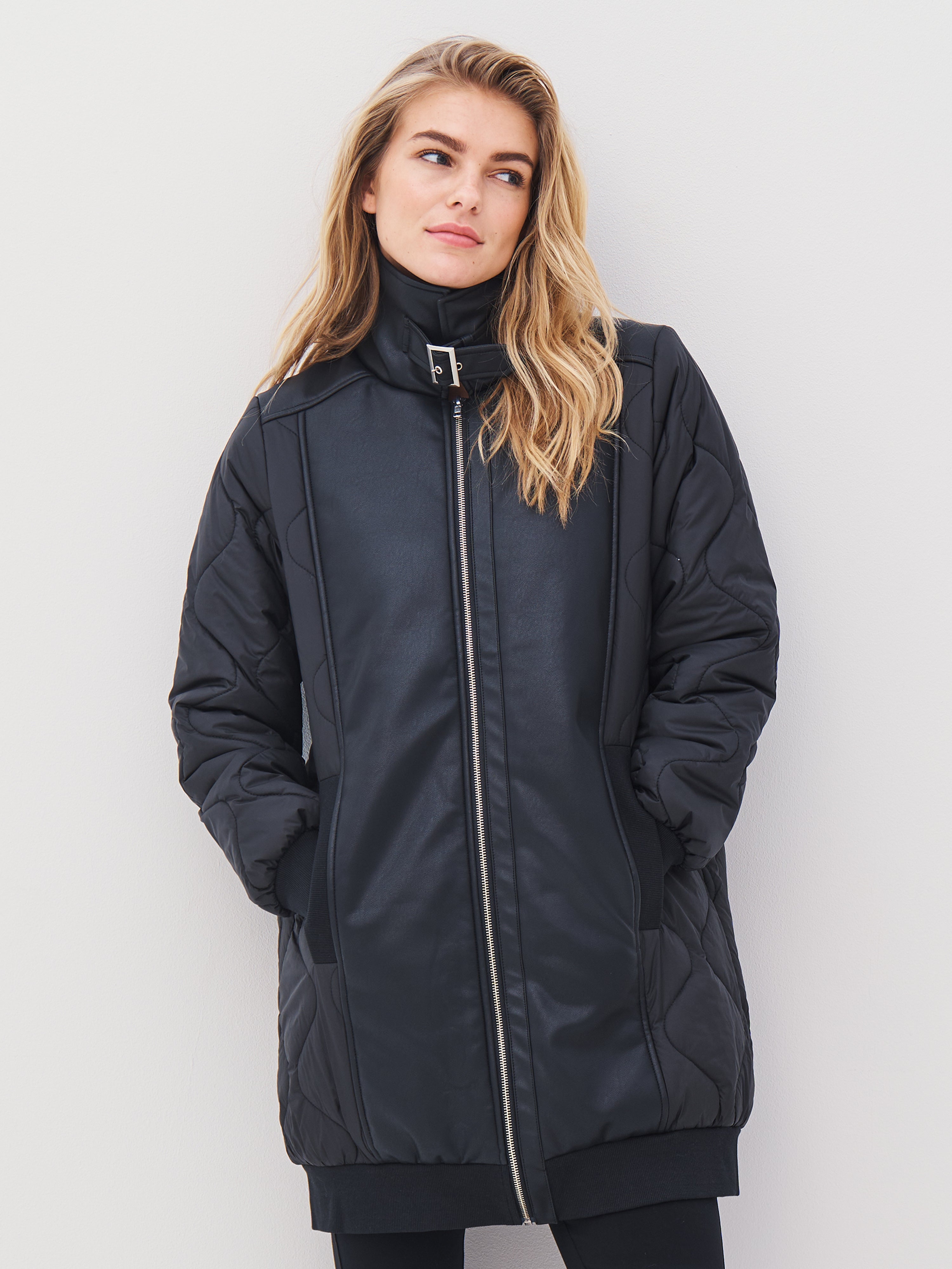 n-denmark-arisa-steppmantel-damen-schwarz-kunstleder-gr-xs-m image 1