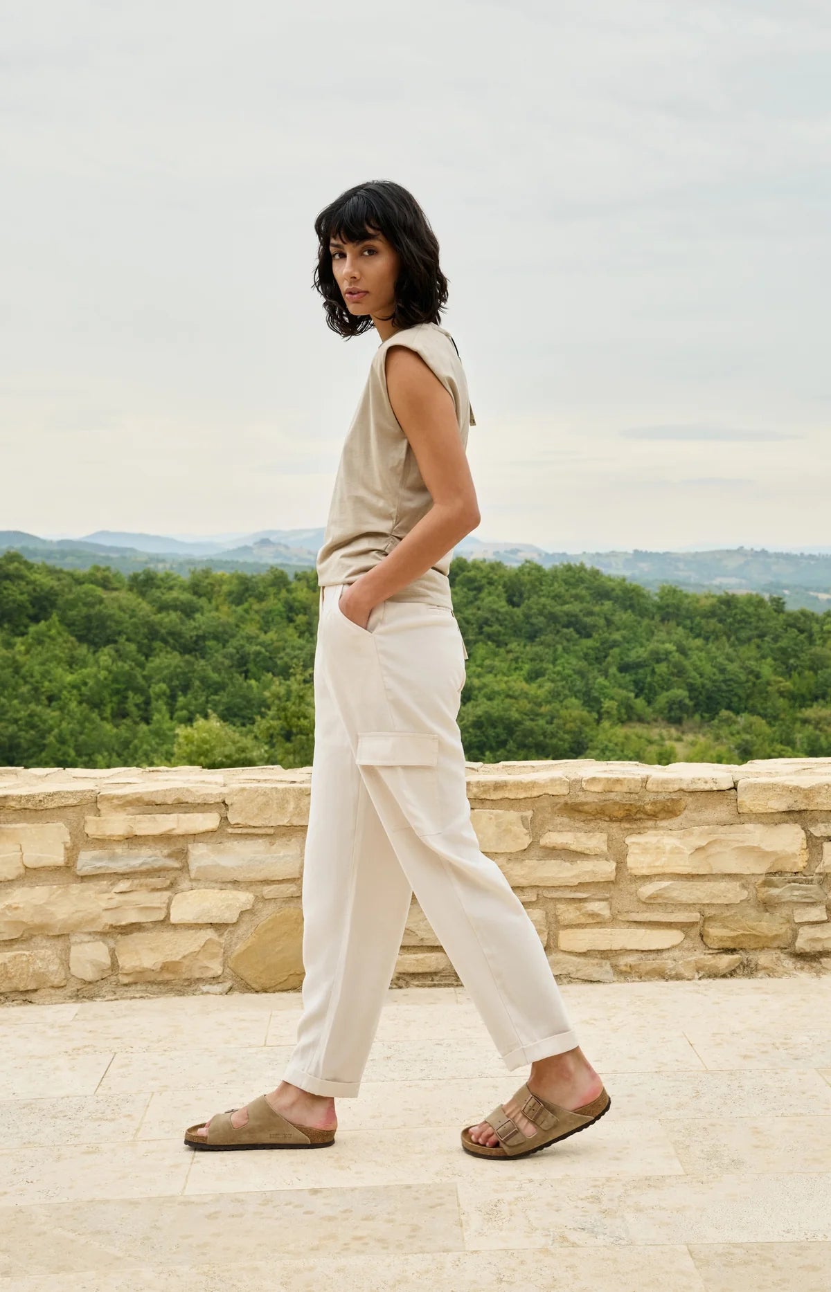 yaya-cargohose-gerades-bein-hose-beige-gr-e-38-hoher-bund image 4