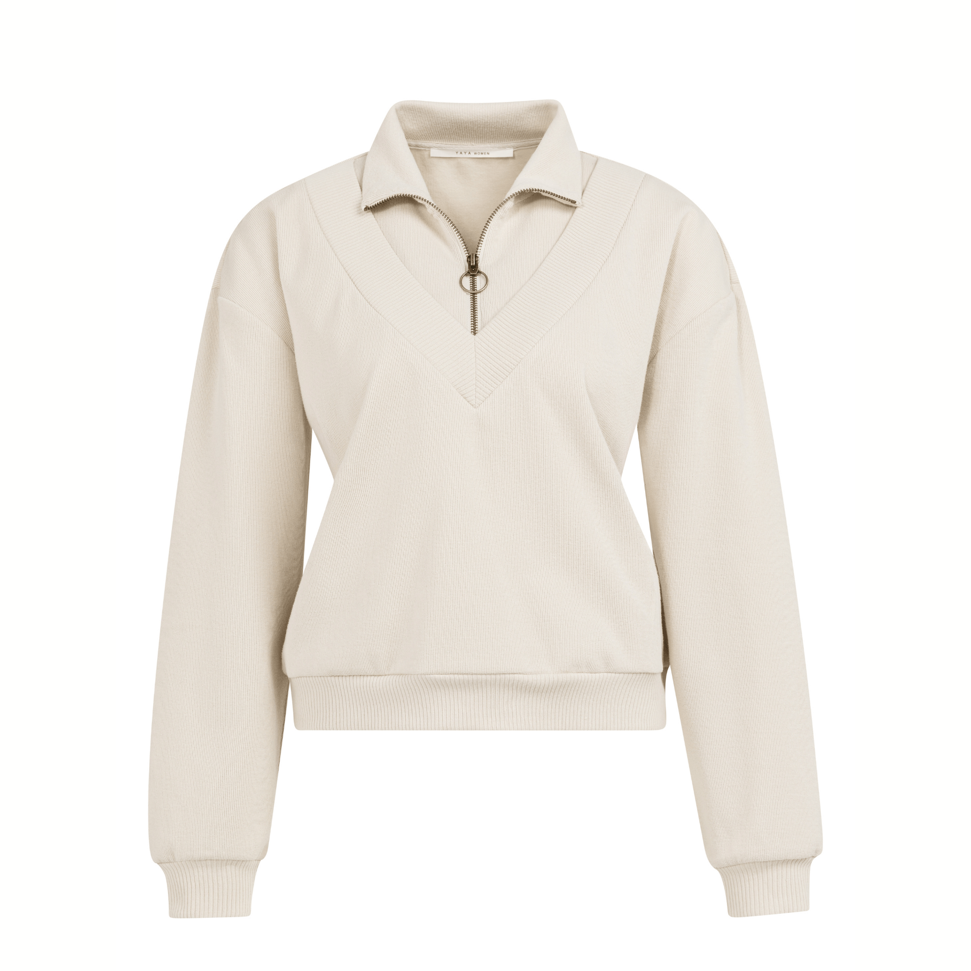 ein-st-ck-vom-gl-ck-yaya-pullover-beige-doppelkragen-gr-m image 3