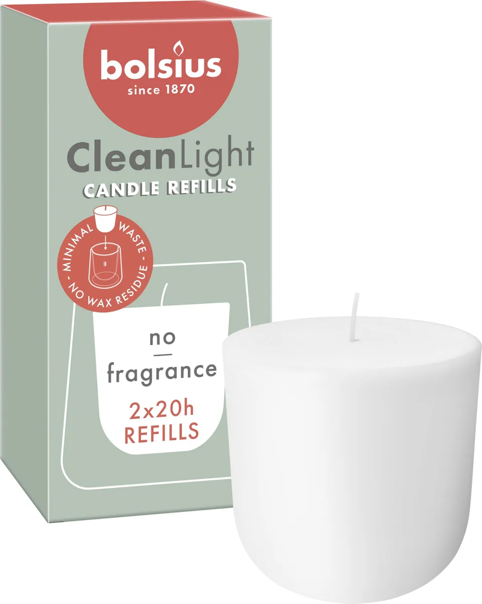 bolsius-cleanlight-zero-nachf-llkerze-ohne-duft-2-stk-20h image 1