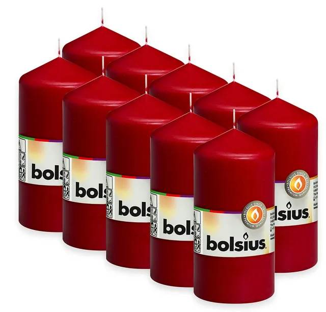 bolsius-essentials-stumpenkerze-weinrot-10er-12x6cm image 1