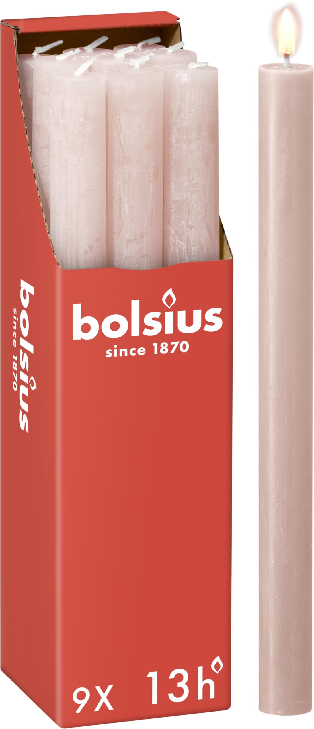 bolsius-rustik-stabkerzen-hellrosa-27x2-3-cm-9-st-ck-13h image 1