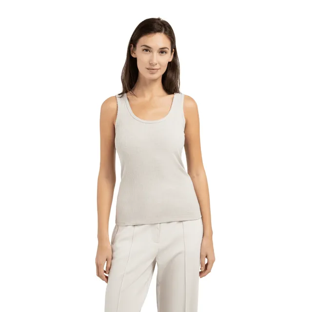 yaya-geripptes-top-beige-rmellos-mit-wellensaum image 1