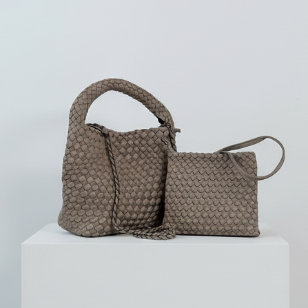 neopren-handtasche-taupe-geflochten-klein-magnetverschluss image 2