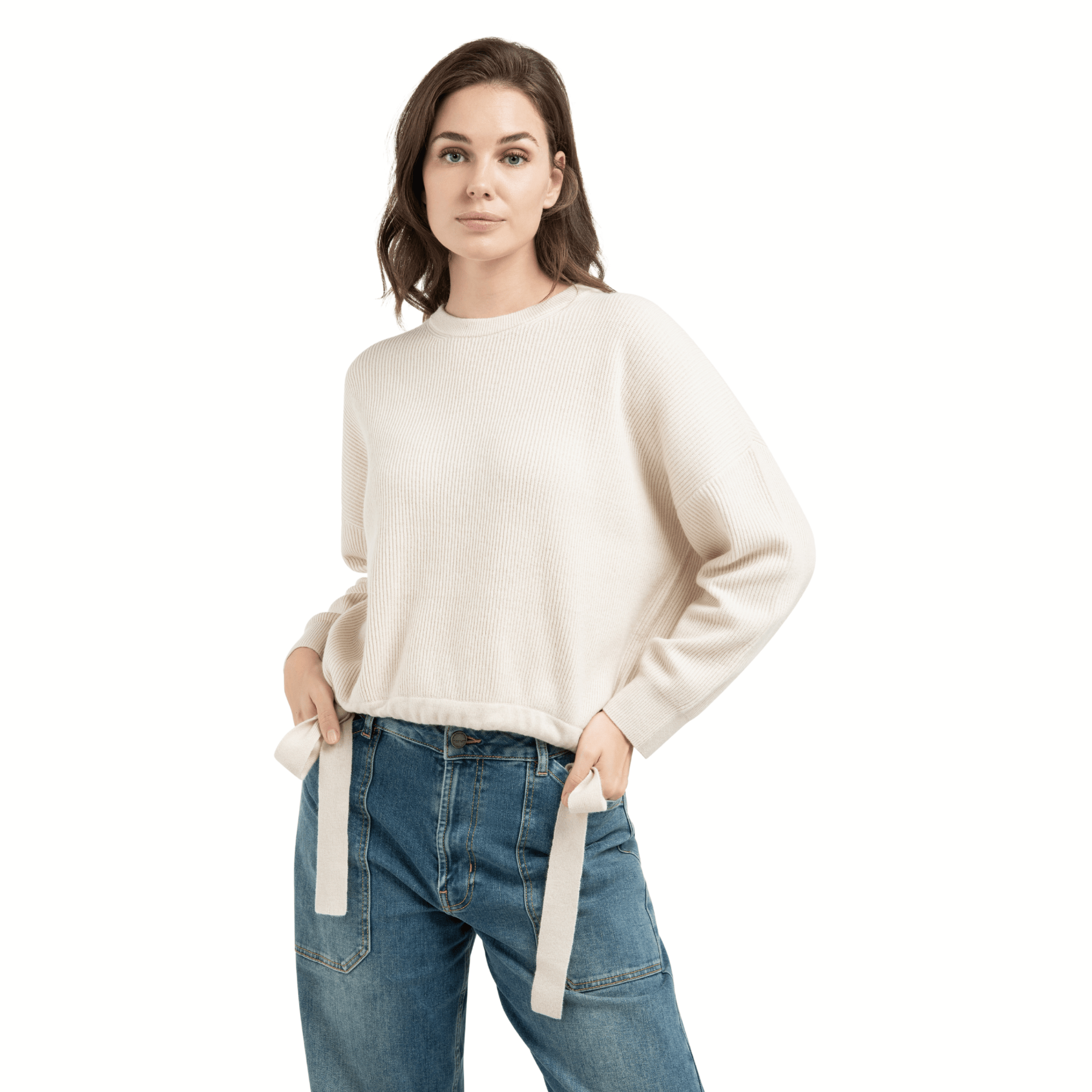 yaya-strickpullover-beige-pullover-oversize-mit-bindeband-gr-m image 1