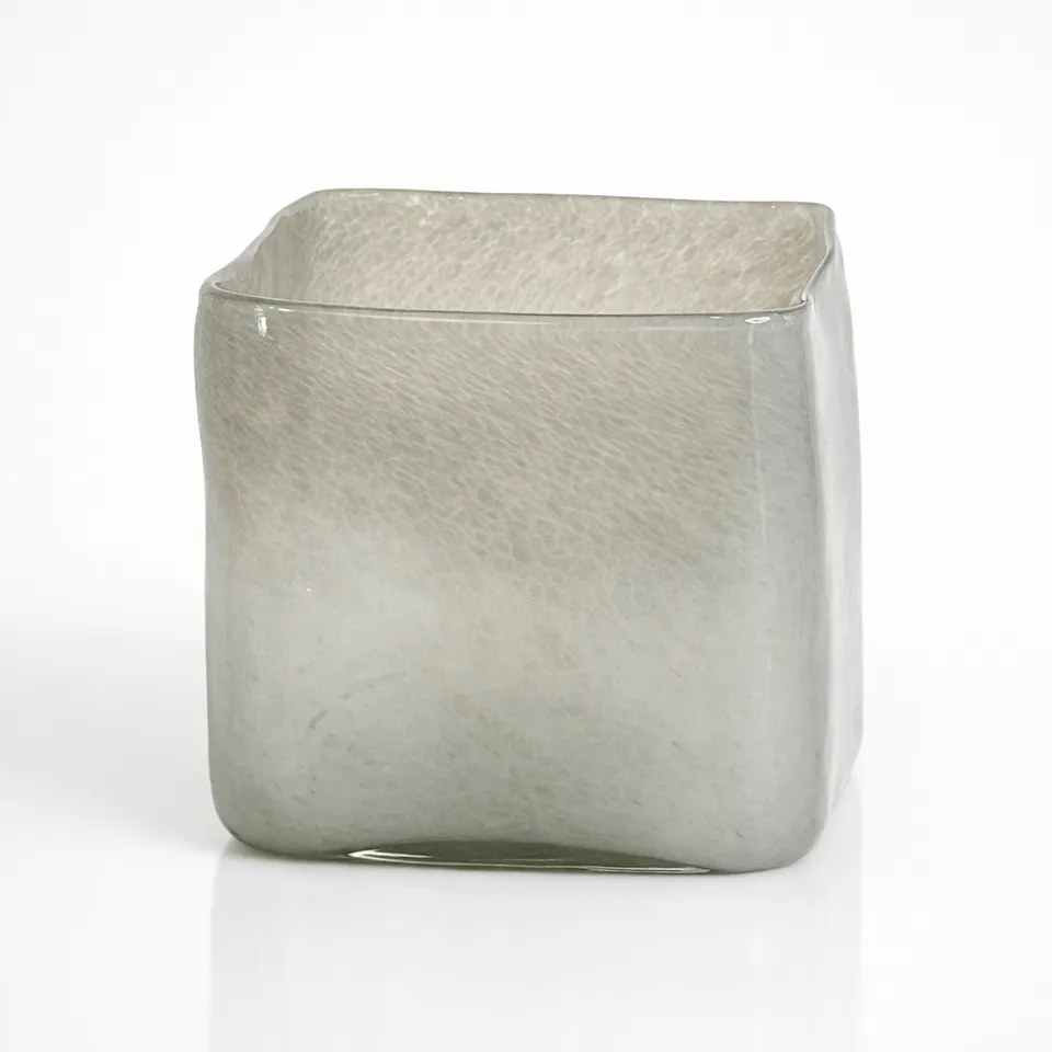 glasvase-sandgrau-16-cm-eckig-windlicht-strukturglas image 1