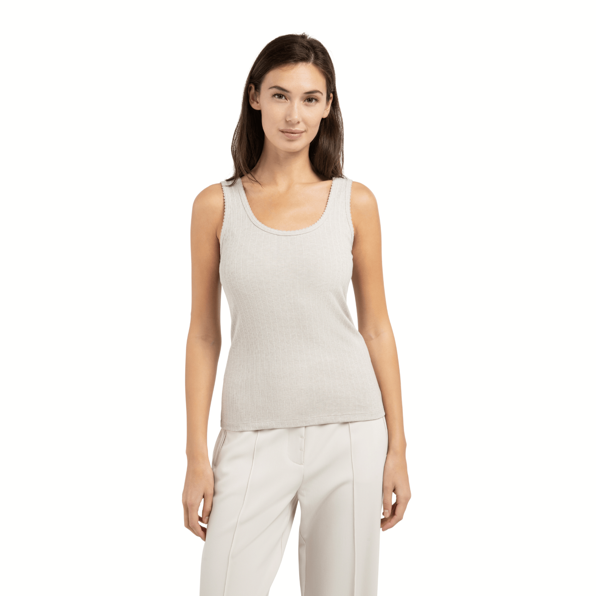 yaya-geripptes-top-beige-rmellos-mit-wellensaum image 1