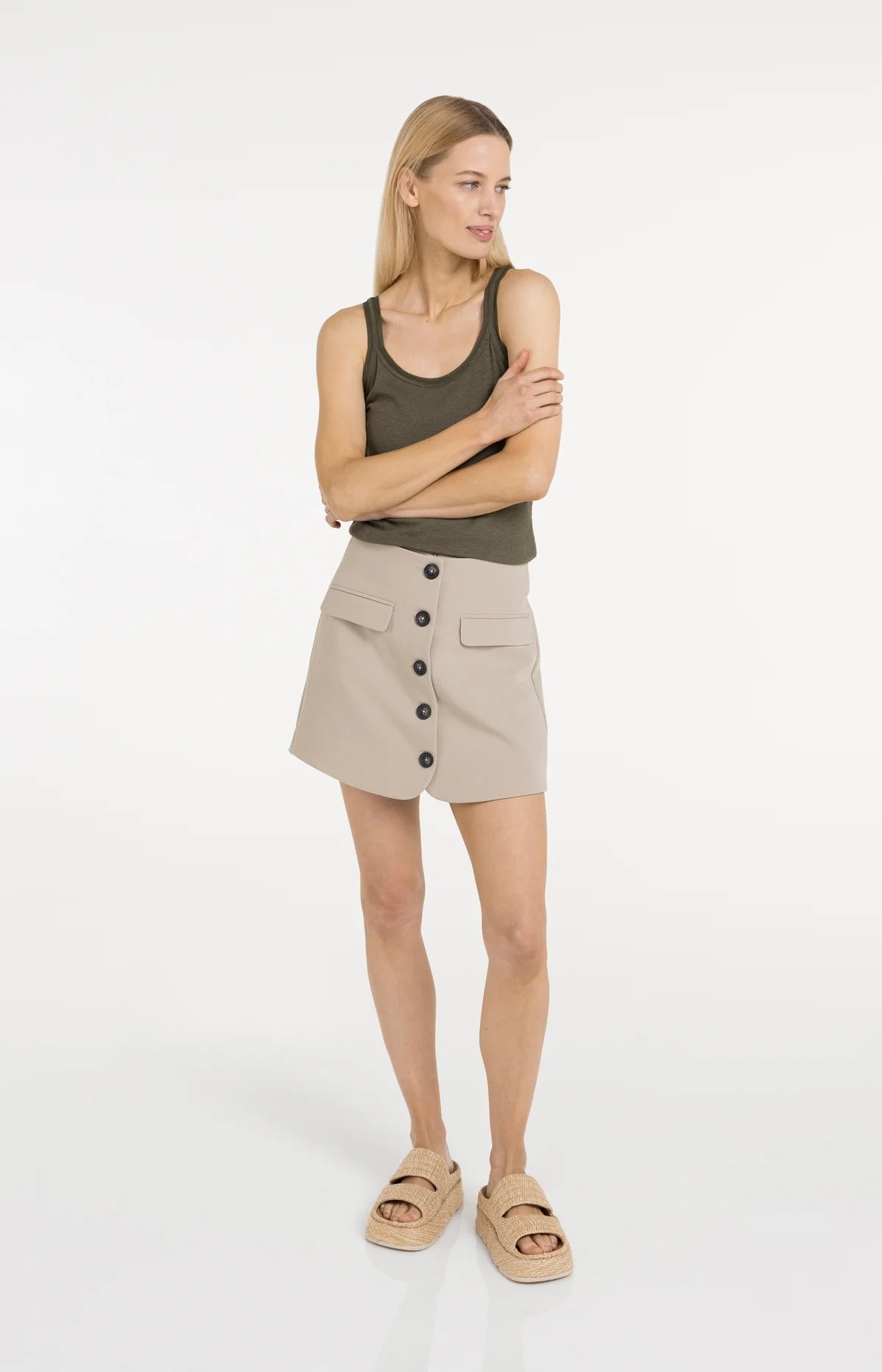 yaya-skorts-knopfleiste-hosenrock-beige-gr-38 image 4