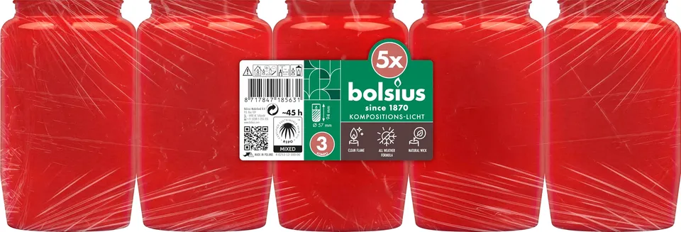 bolsius-grablichte-rot-45-stunden-5er-pack-komposition image 1