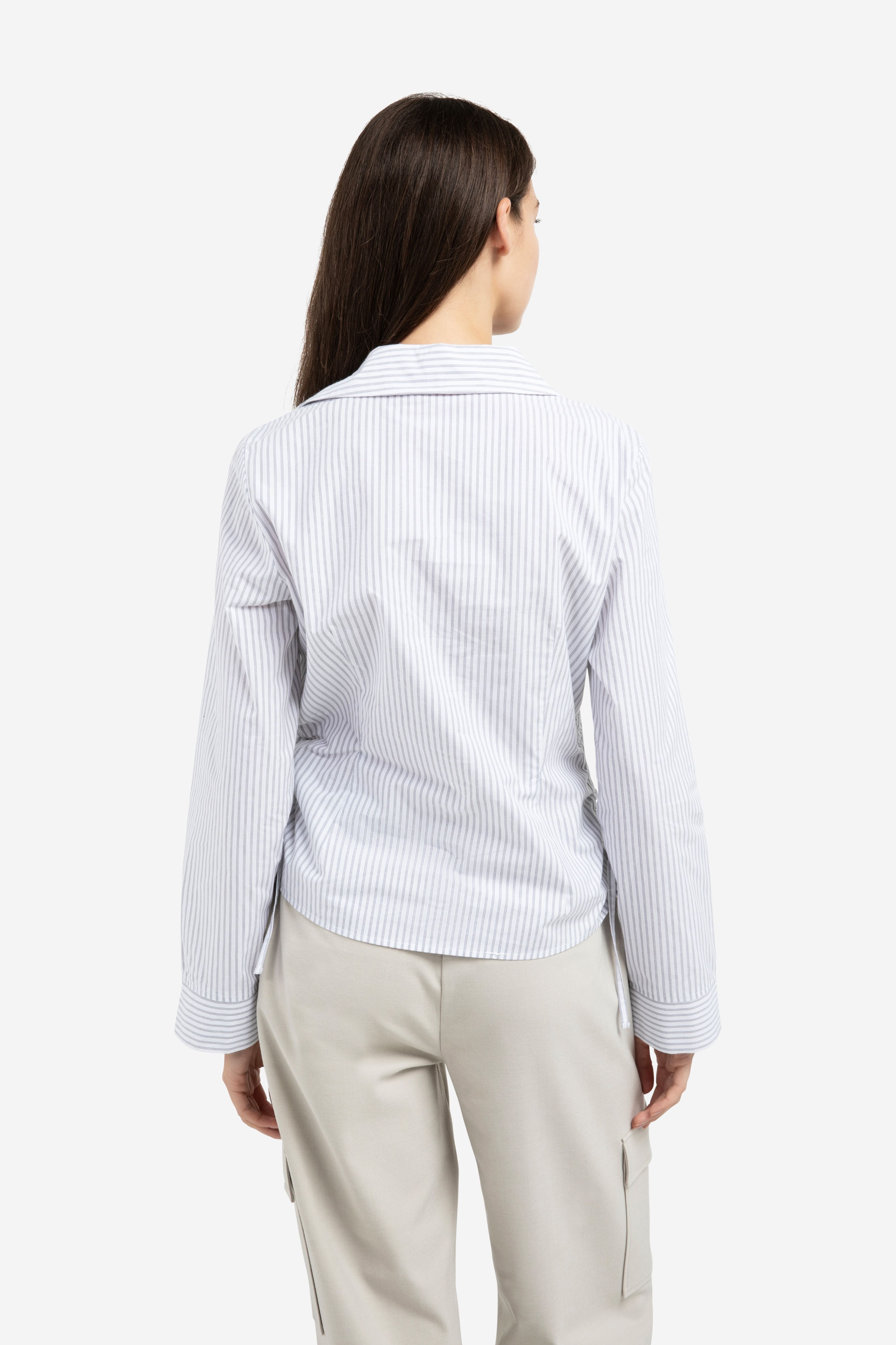yaya-iron-grey-bluse-gestreift-blaugrau-mit-kordelzug image 5