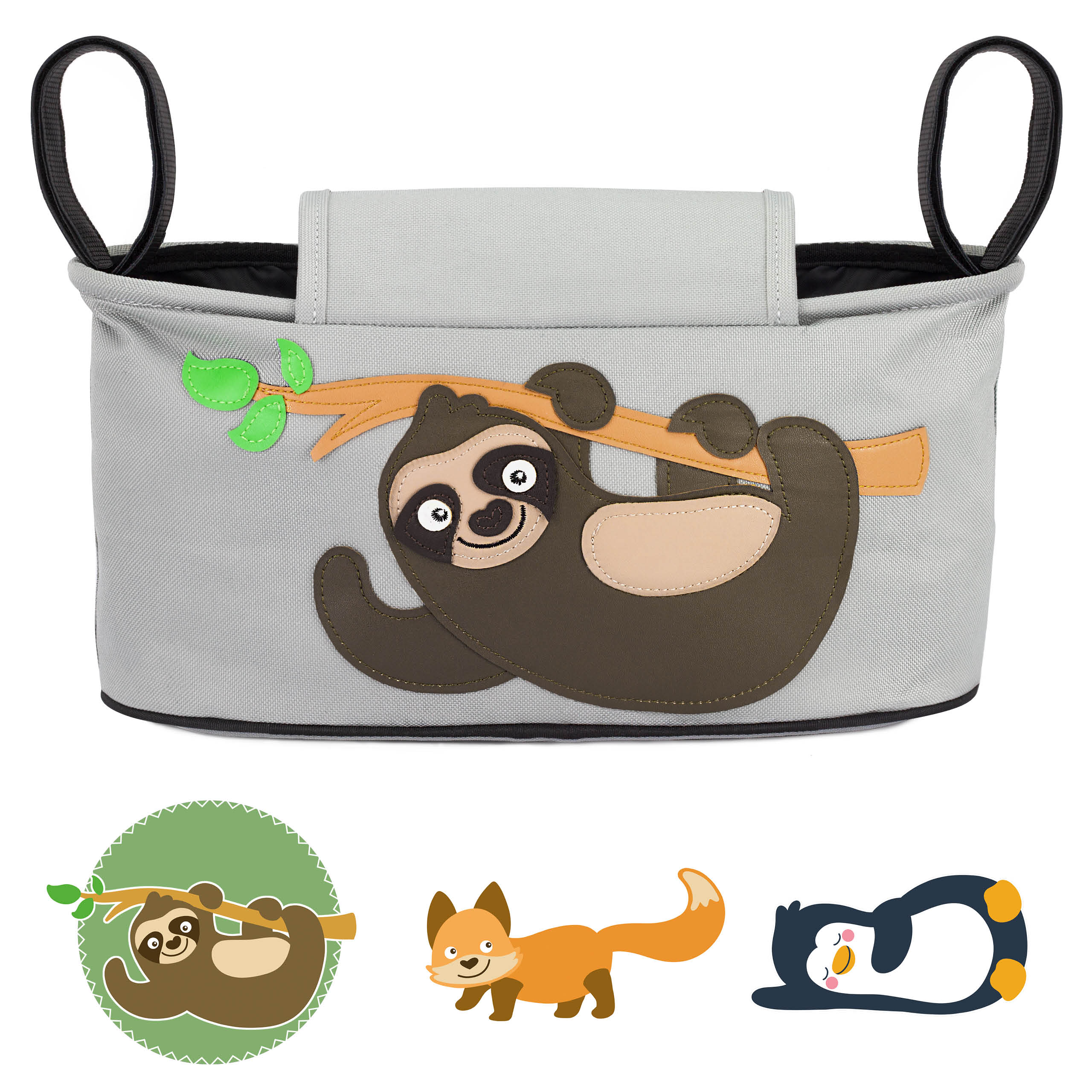gl-ckswolke-kinderwagen-organizer-pinguin-tasche-grau-32x15cm image 8