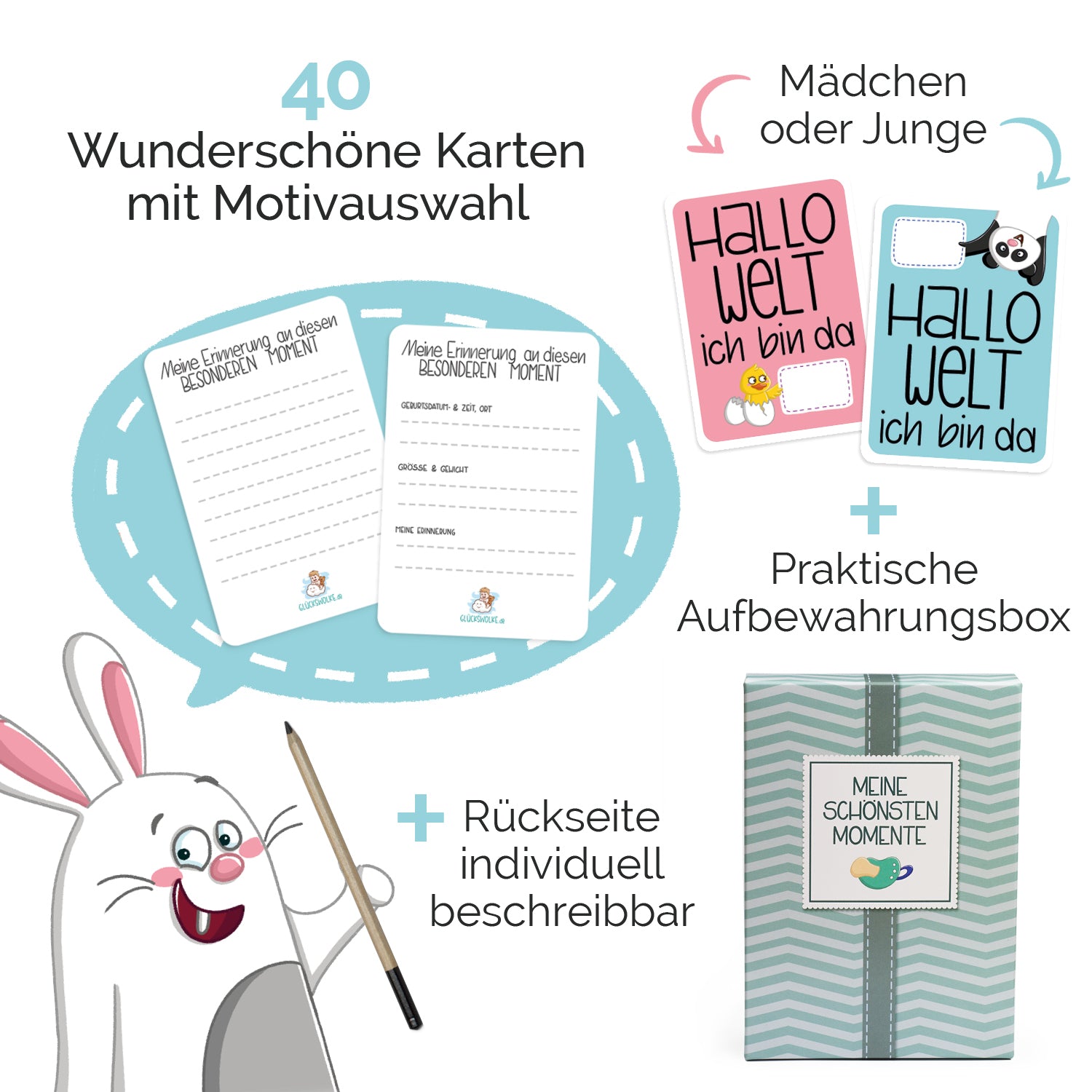 gl-ckswolke-meilensteinkarten-baby-m-dchen-fotokarten-40-karten-a6 image 2