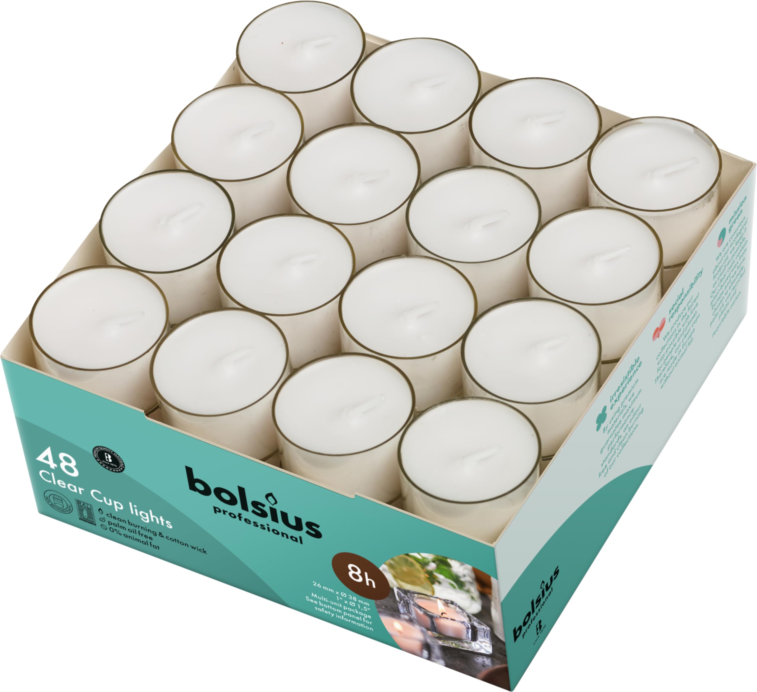 bolsius-teelichte-clear-cup-288-st-ck-8-stunden image 1