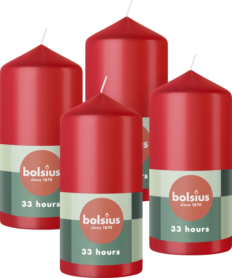 bolsius-essentials-stumpenkerze-delicate-red-12x6-cm-4-st-ck image 1