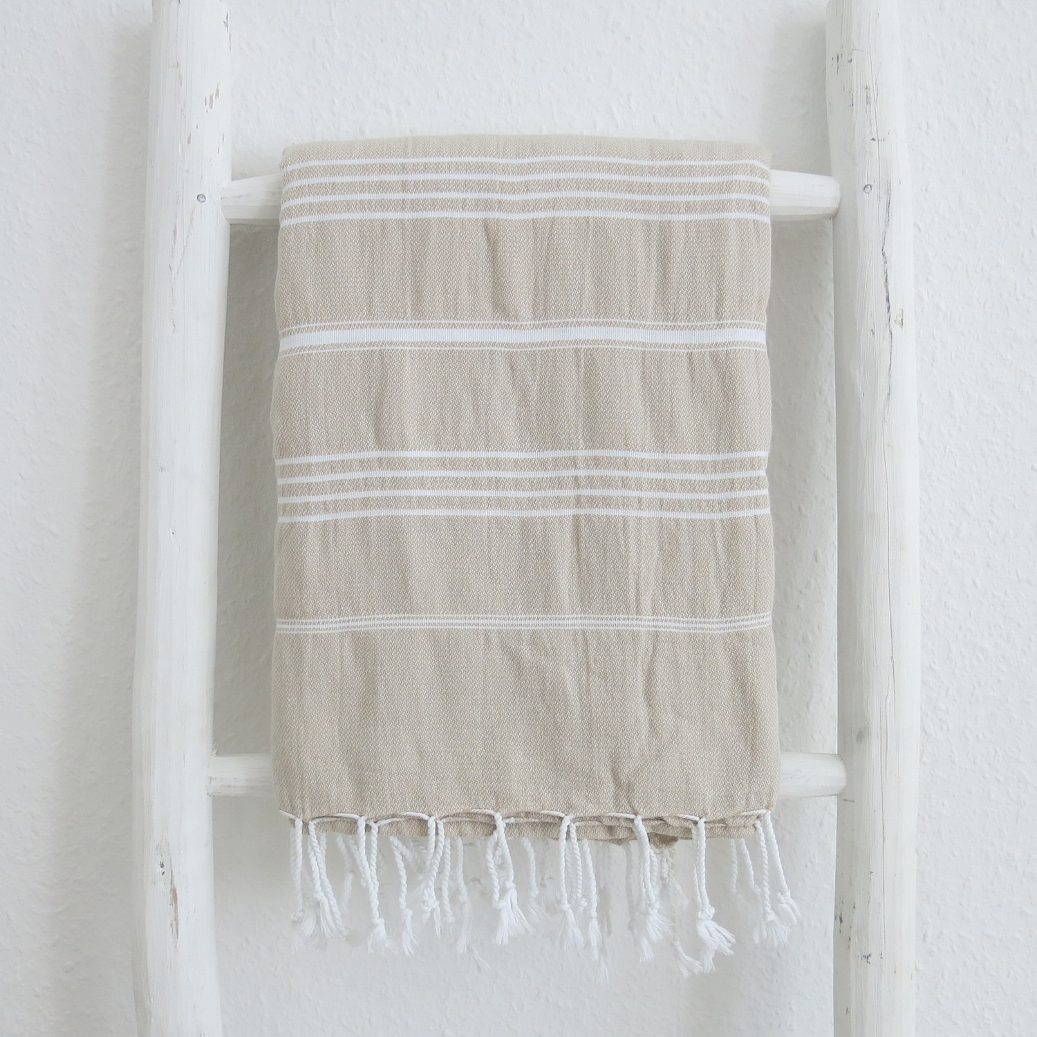 hamamtuch-baumwolle-100x180-strandtuch-streifen-beige image 2