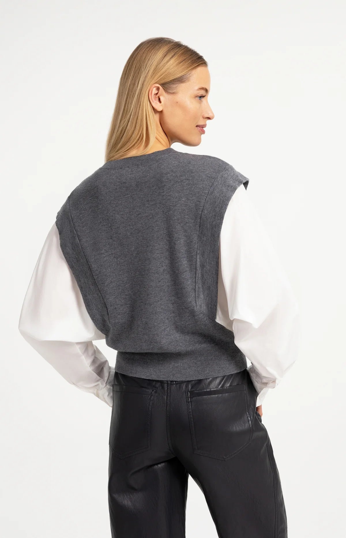 yaya-2-in-1-pullover-blusen-look-grau-melange-feinstrick image 2