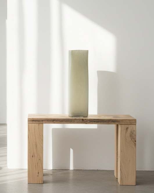 hohe-glasvase-sandgrau-dickwandig-35-cm-zweige image 1