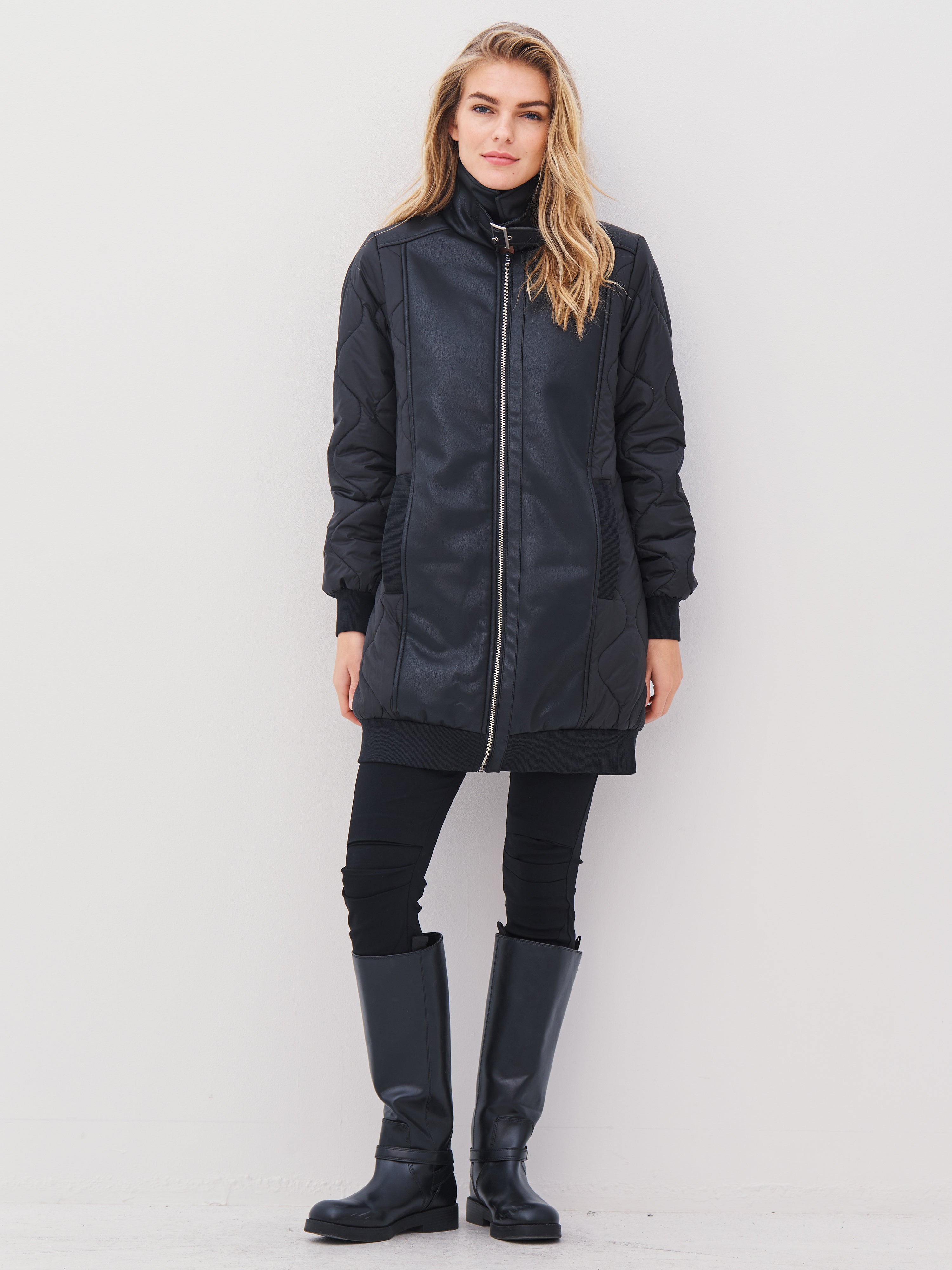 n-denmark-arisa-steppmantel-damen-schwarz-kunstleder-gr-xs-m image 3