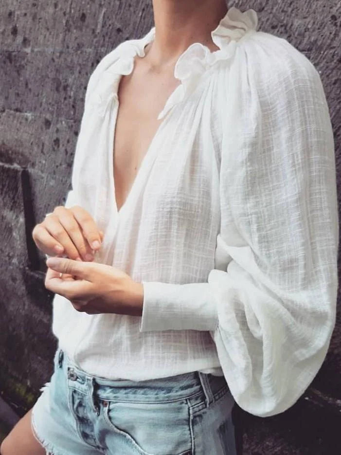 ein-st-ck-vom-gl-ck-daphne-bluse-ecru-baumwolle-s-m image 1