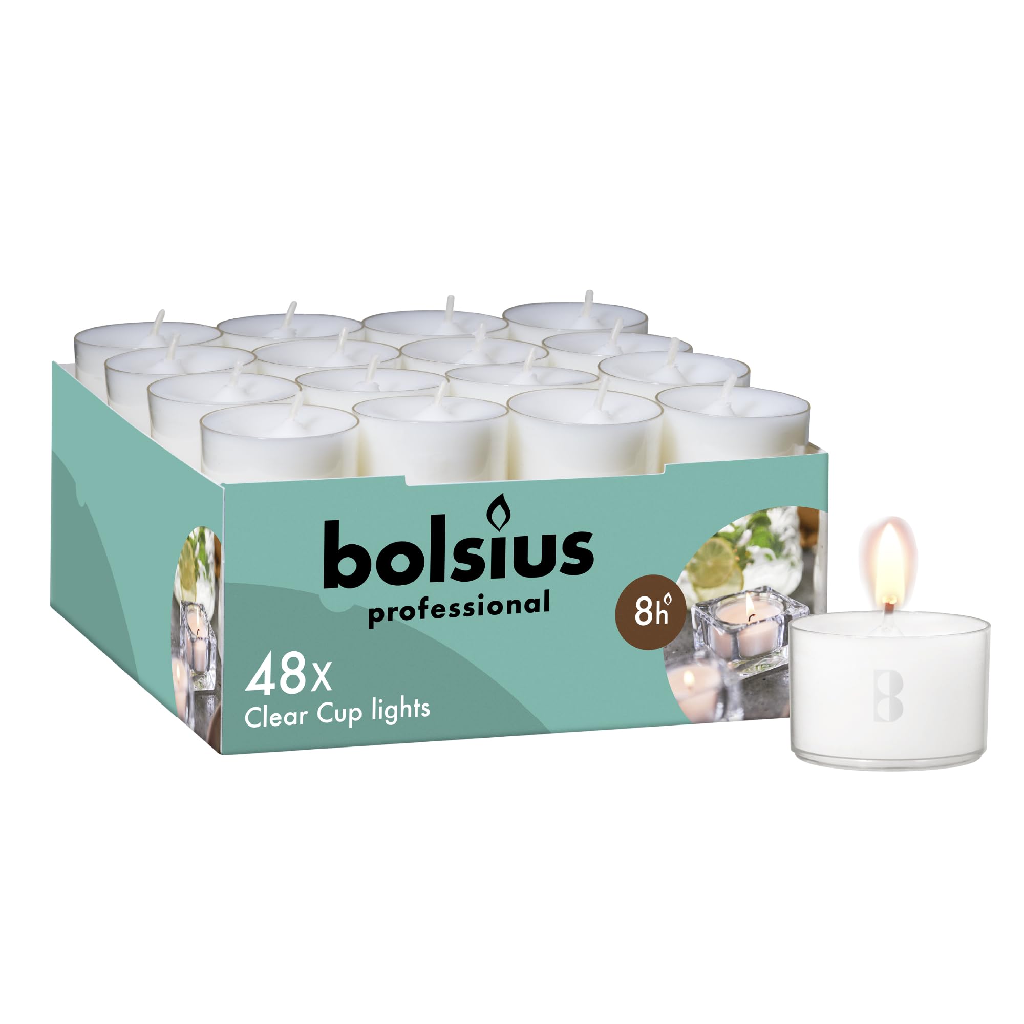 bolsius-teelichte-wei-48-st-ck-8-stunden-clear-cup image 1