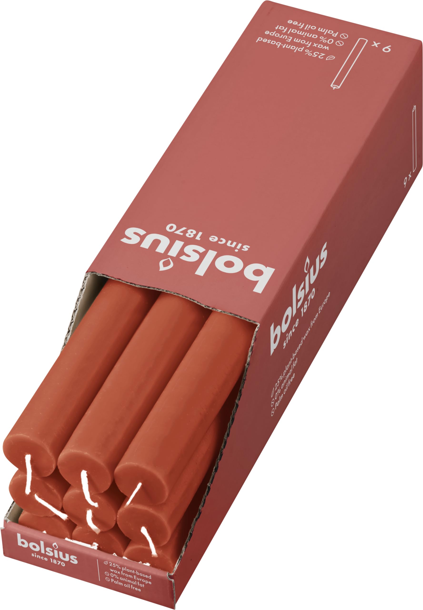bolsius-rustik-stabkerzen-orange-9-st-ck-27-cm image 1
